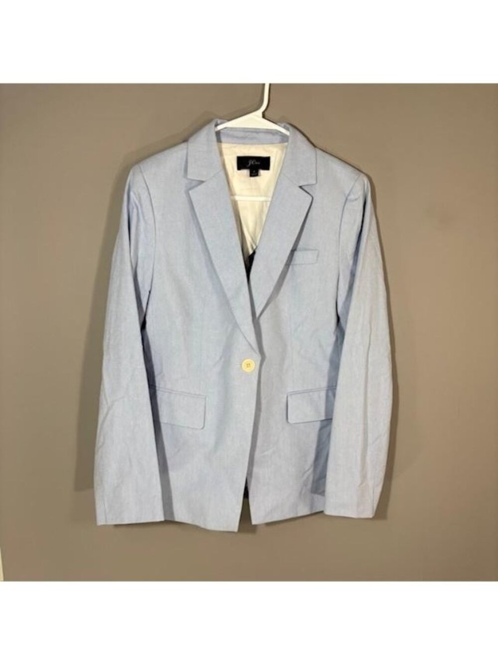 J.Crew Blazer Womens 4 Blue Cotton One Button Lined Suit Jacket Workwear
